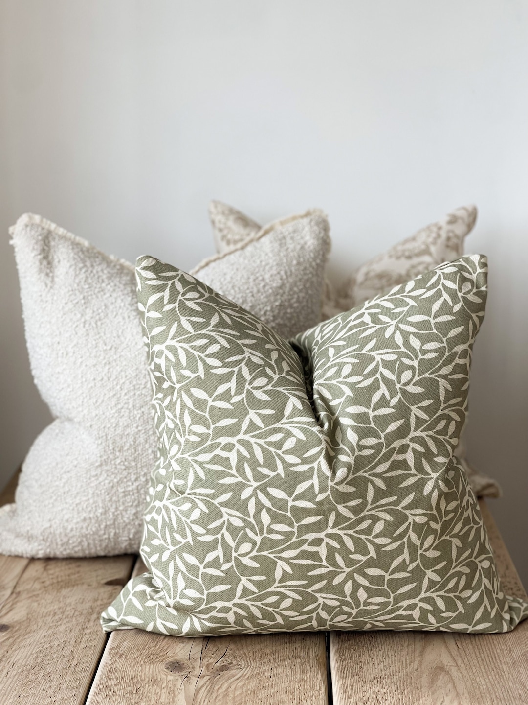 Olive Leaf Printed Cushion With Duck Feather Pad 45x45cm