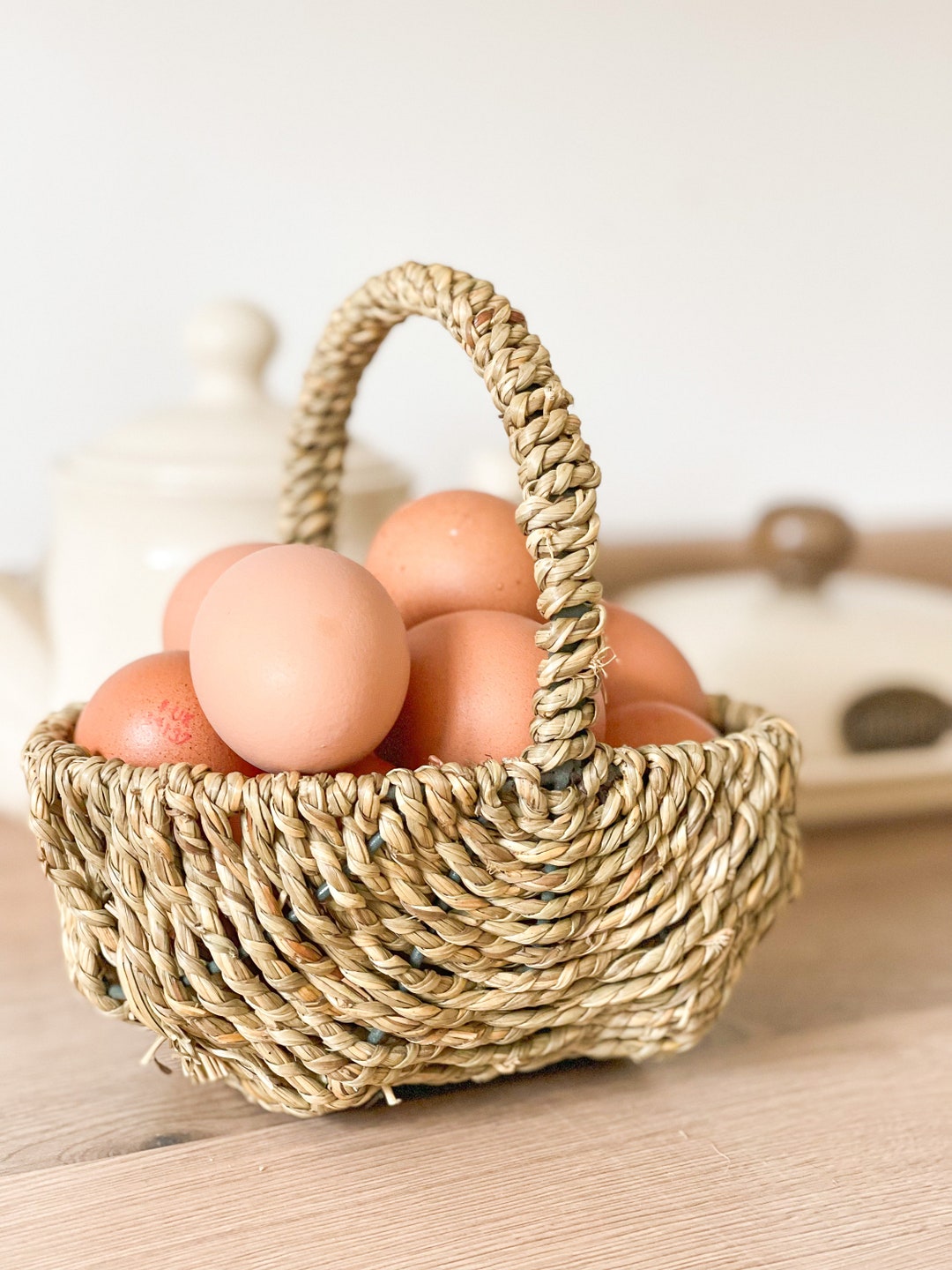 Seagrass Basket Egg Basket / Holder Flower Girl Basket Etsy