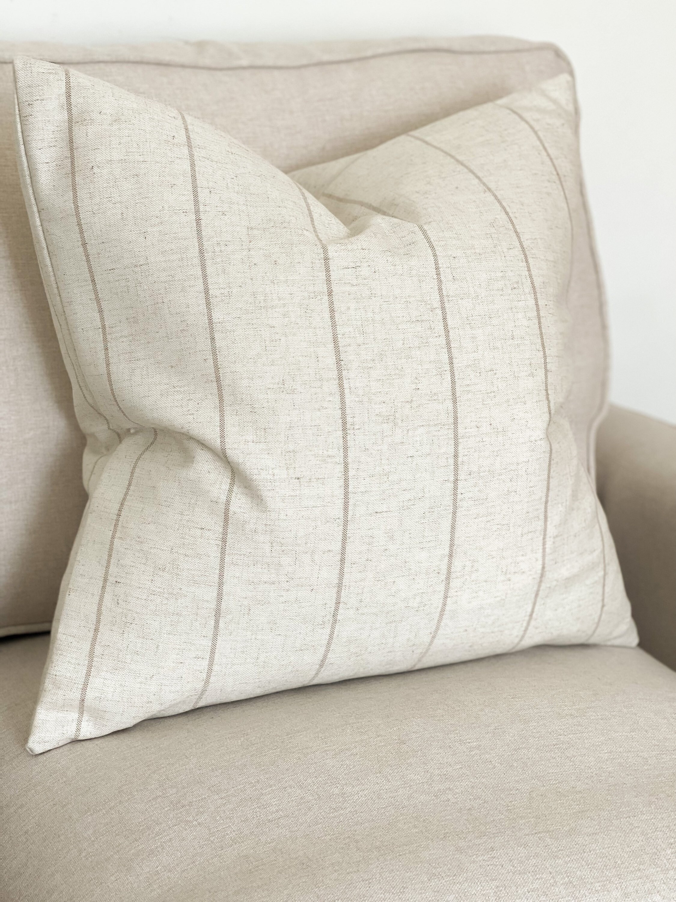 Beige Striped Cushion With Duck Feather Pad 45x45cm & 53x53cm Etsy UK