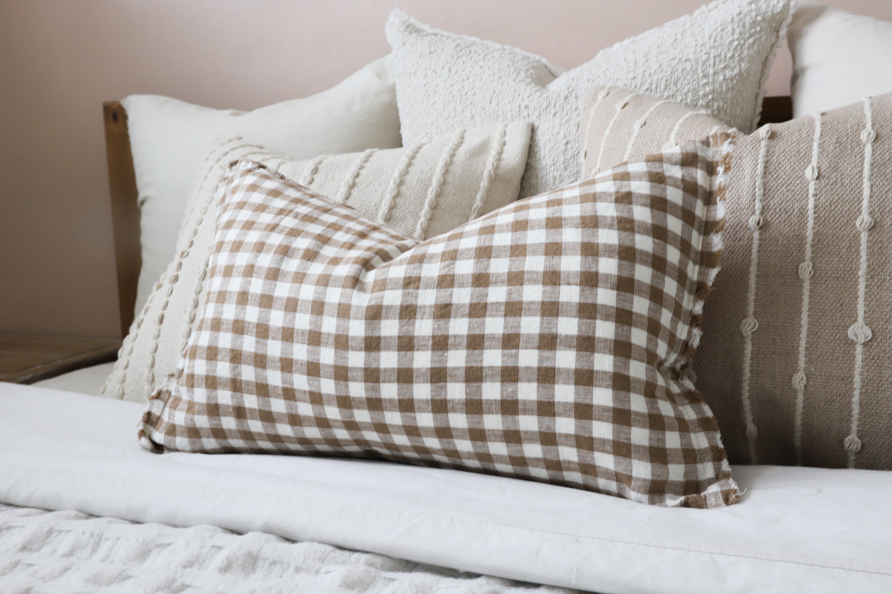 Esmee Brown Gingham Cushion 50x30