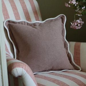 Chloe Dusty Pink Scalloped Edge Cushion 45x45cm, Pink Cushion, Scalloped Edge Cushion, Wavy Edge Cushion