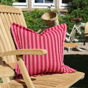 Vienna Pink Stripe Flanged Edge Cushion, 45x45cm cushion, square cushion, pink cushion, pink stripe cushion