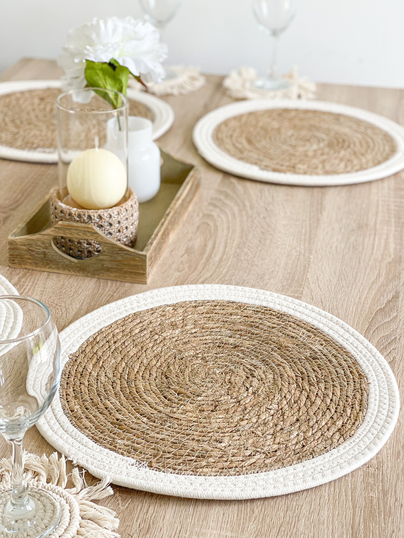 Large Cream Cotton & Seagrass Placemat Etsy UK