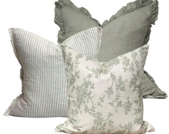 The Aria Green Floral Cushion Combination