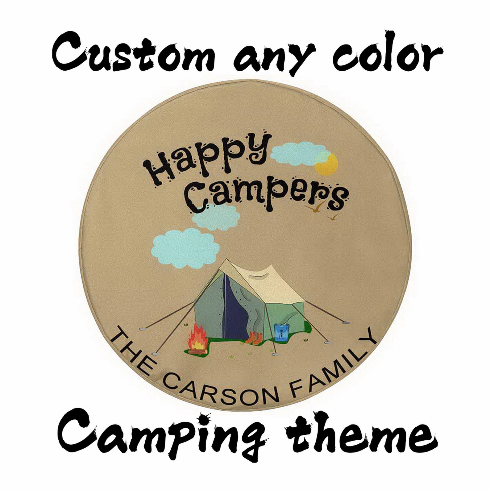Happy Camper Spare Tire Cover Custom Spare Tire Cover Etsy