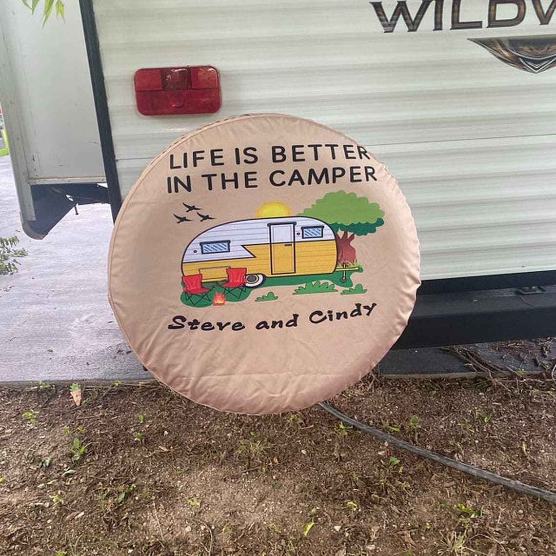Happy Camper Spare Tire Cover Custom Spare Tire Cover Etsy