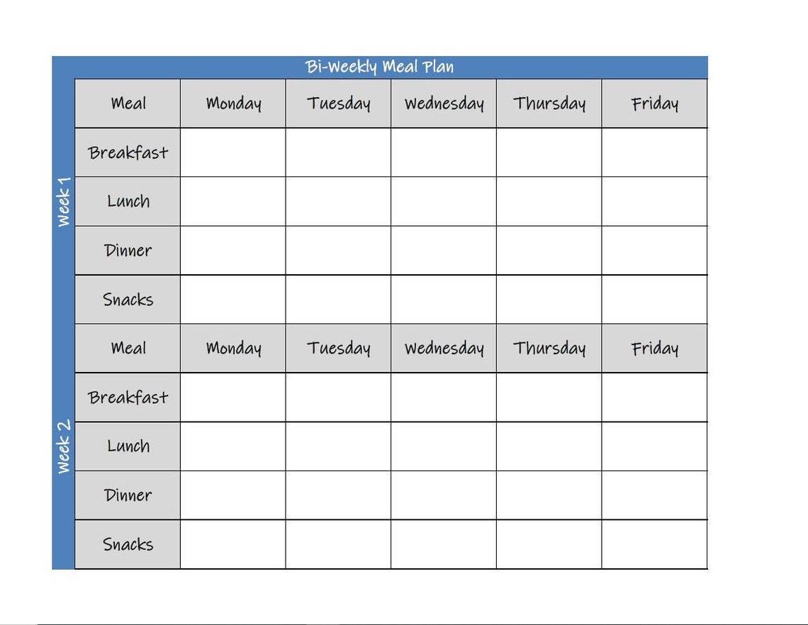 Bi-Weekly Food Planner for the Week | Etsy