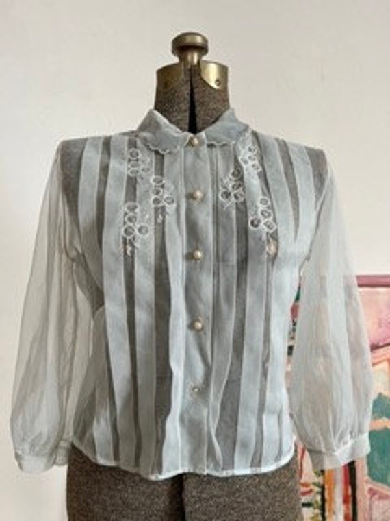 Vintage Baby Blue Nylon Bed Jacket Gem