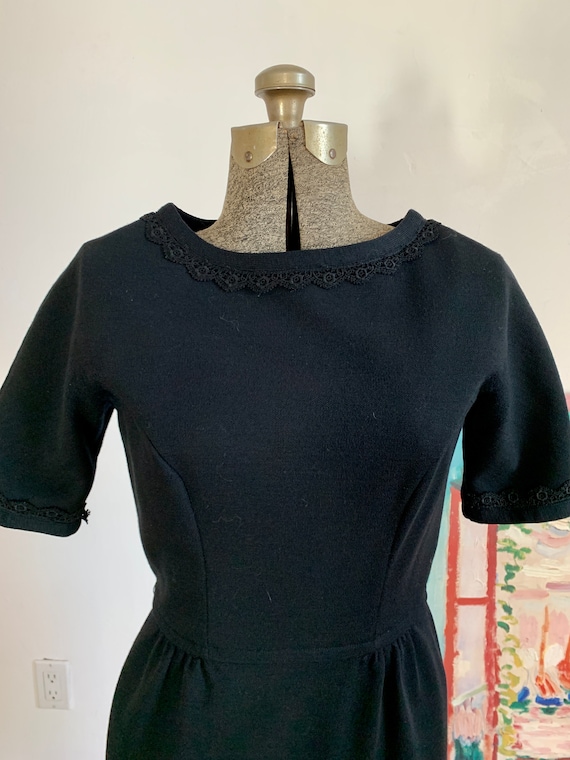 Vintage Black Knit Dress - Small