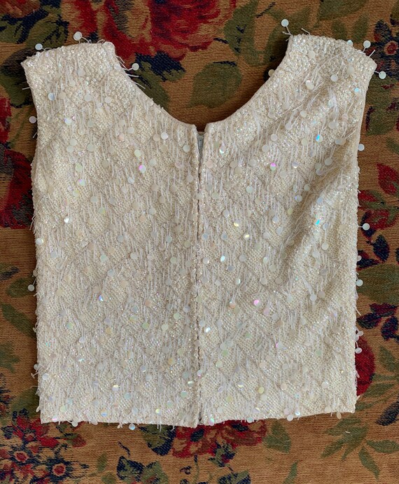 Late 50s/Early 60s White Sequined Crop Top - image 2