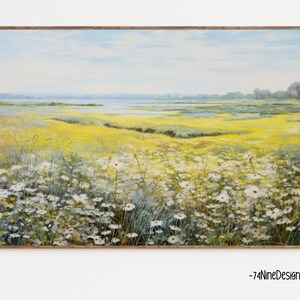 Meadow Wildflowers Art Print, Vintage Landscape Painting, Spring Wildflowers Print, Printable Wall Art, Country Art Print, Digital Download