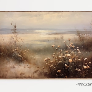 Wildflowers by the Sea Print Digital Download, Spring Floral Artwork, Country Cottage Art, Vintage Farmhouse Decor, Digital Wall Art
