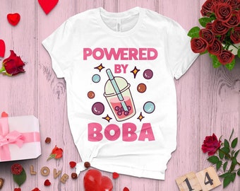 Powered By Boba, Bubble Tea T-shirt, Tea Lover Shirt, Boba Milk Tea T-shirt, Kawaii Drinks Outfit, Bubble Tea Sweatshirt, Boba Tea Hoodie