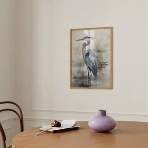 Blue Heron Watercolor Printable Art Coastal Decor Minimalist - Etsy