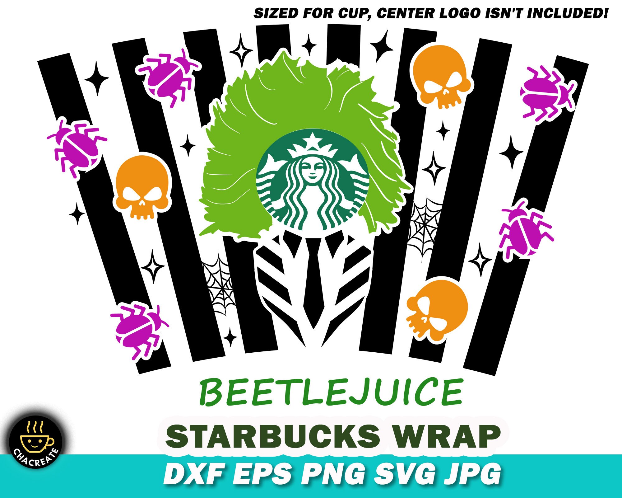 Beetlejuice Svg Negro y blanco svg Starbucks taza Halloween Etsy México