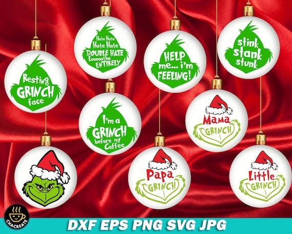 92 Grinch Face Ornament SVG Bundle Christmas SVG for Funny | Etsy