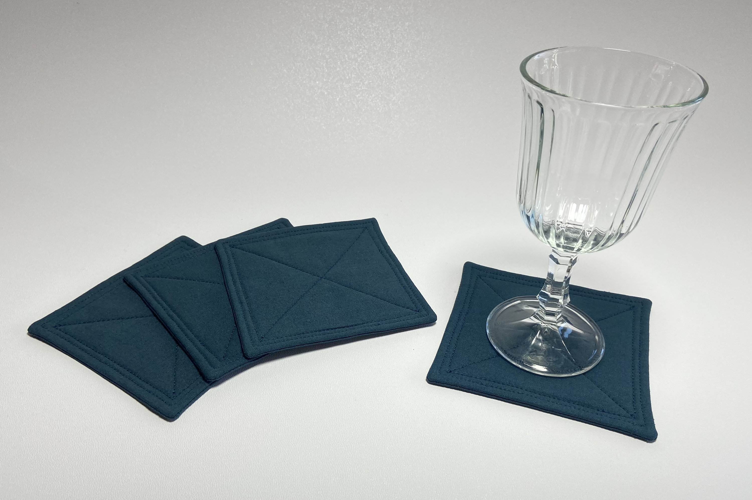 Coasters for Glasses / Cups Made of Fabric in Petrol in a Set Etsy UK