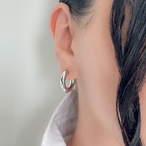 Hollow Sterling Silver Hoops, Lightweight Hoop Earrings, Minimalist Hoops, Wide Silver Hoops, Small Hoops, Simple Hoops, Everyday Hoops, 925