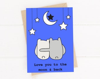 Love You to the Moon And Back Card, friendship card