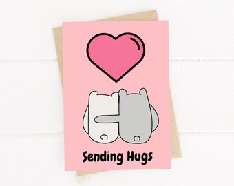 Sending Hugs Card, Miss you card, Thinking of you card, Long distance Card, Free Uk delivery