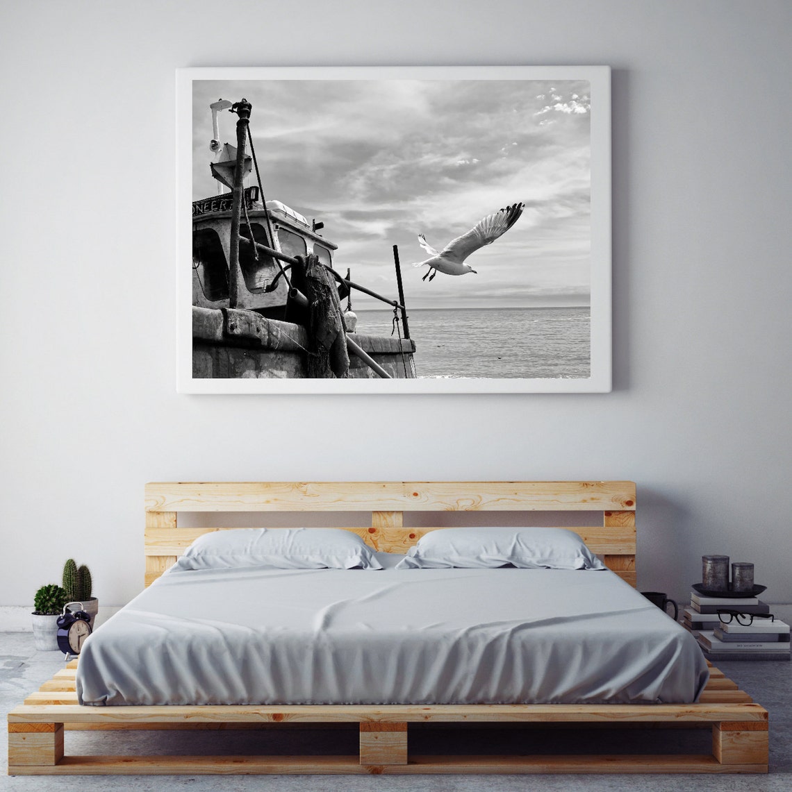 Black and White Photography, Beach Art, Wall Art, Bird, Sea Photography