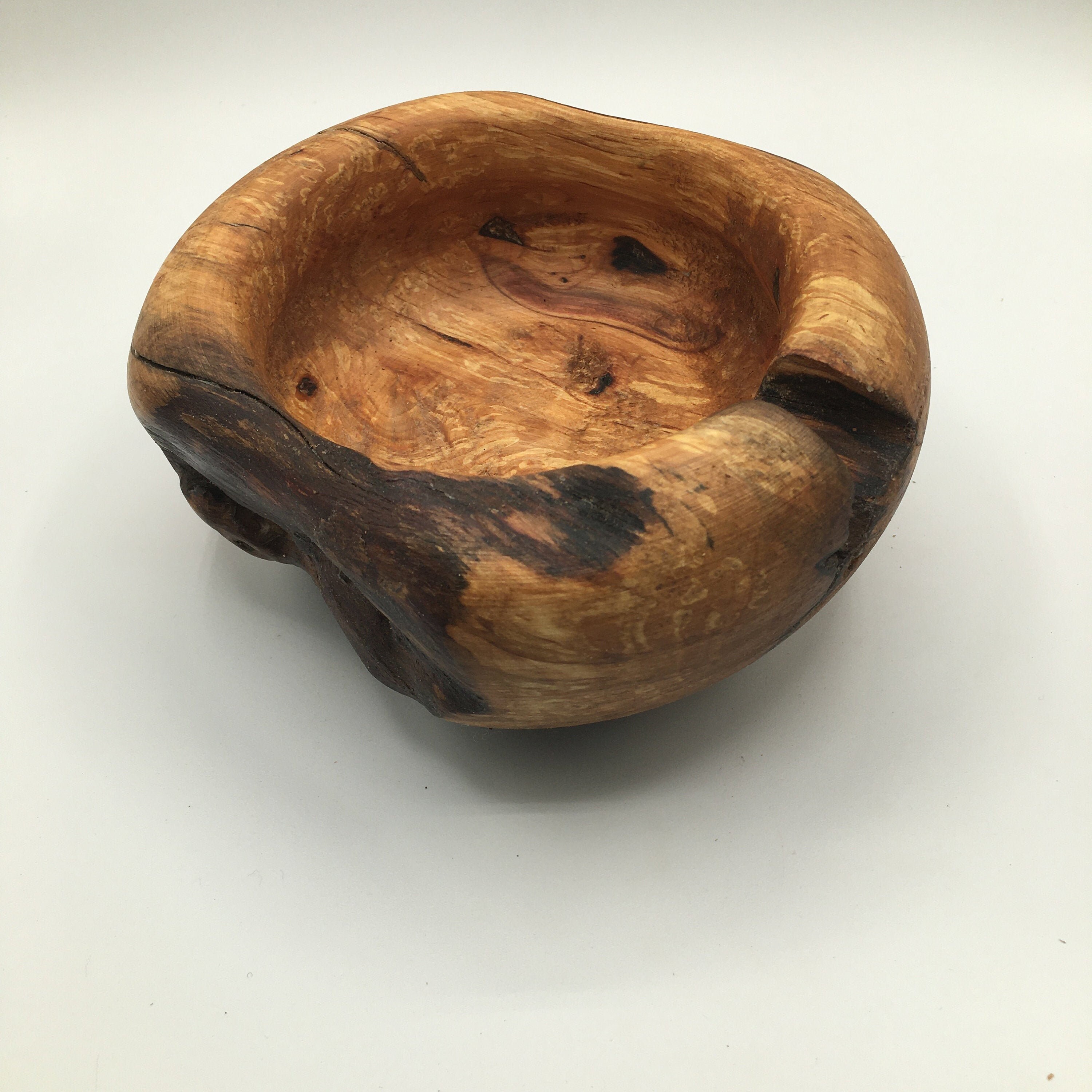 Chunky rustic key bowl in spalted Hawthorne rustic style Etsy