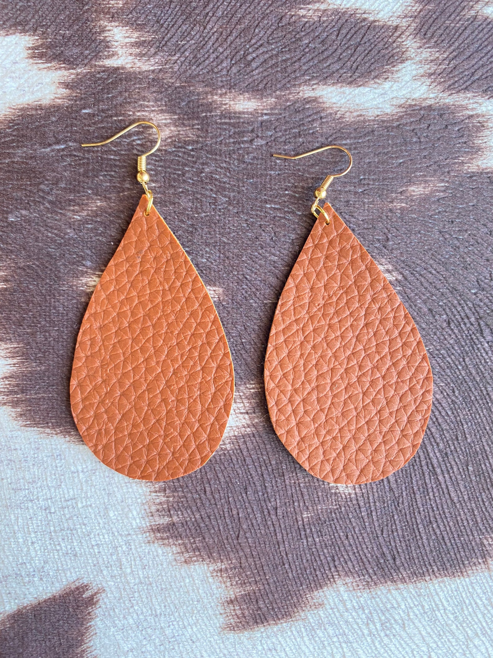 Faux Leather Teardrop Earrings Terracotta Etsy