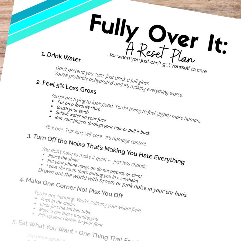 ADHD Reset Planner Printable | Task Paralysis Help | Overwhelm Reset ...