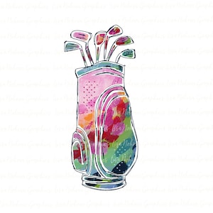 Bunte Abstrakte Golf Tasche PNG Clipart Grafik Sublimation Digital Download Sport Clipart Golf Blumenkunst Digitale Grafik Lila Blumen