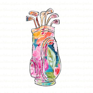 Saco de golfe abstrato colorido PNG clipart gráfico sublimação download digital esportes clipart golfe arte floral gráfico digital golfe feminino