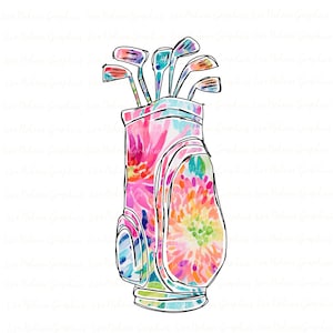 Saco de golfe colorido PNG Clipart Gráfico Sublimação Digital Download Esportes Clipart Golfe Arte Floral Digital Transparente Gráfico Flores