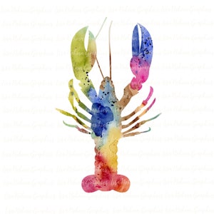 Watercolor Lobster PNG Transparent Clipart Graphic Art Sublimation Digital Download Instant Hand Painted Colorful Sea Life Beach Clipart