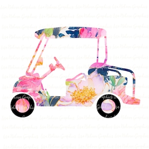 Buntes Aquarell Golf Warenkorb PNG Clipart Transparente Grafik Sublimation Digitaler Download Sport Clipart Golf spielen Floral Art Digitale Blumen