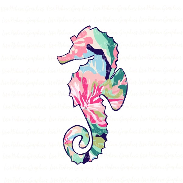 Colorful Preppy Seahorse Sea Life PNG Clipart Graphic Art Sublimation Digital  Download Instant Art Beach Summer Tropical Flowers Clipart