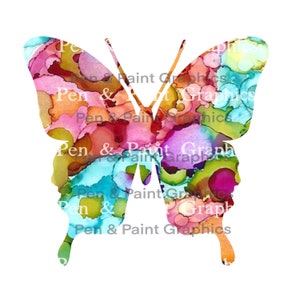 Acquerello Farfalla PNG Clipart Arte grafica Sublimazione Download digitale Istantanea Arte dipinta a mano Colorato Inchiostro alcolico insetto Clipart