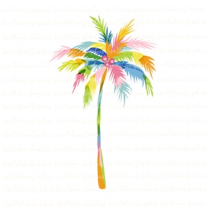 Palm Tree Clipart Commerciële Sublimatie Ontwerpen PNG Digitale Download Kleurrijke Clipart Beach Zomer Graphics Transparante Clipart Elementen