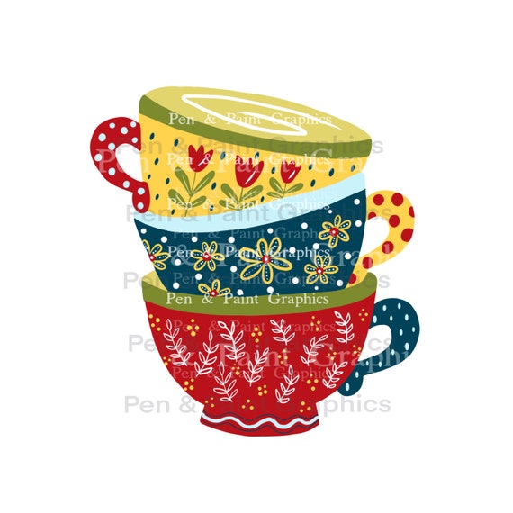 Funky Tea Cups PNG Stacked Tea Cups Tea Time Tea Cup Art Tea Cup Clipart Tea  Party Tea PNG Tea Art Tea Sublimation Art 