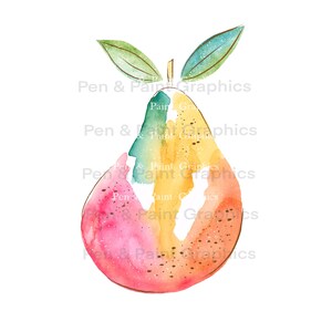 Acquerello Pera Frutta PNG Clipart Arte Grafica Sublimazione Download Digitale Istantanea Arte dipinta a mano Colorato Frutta Clipart Clipart tropicale