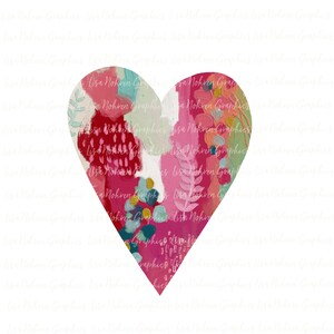 Abstract Colorful Heart PNG Clipart Graphic Art Digital Download  Instant Hand Painted Art Valentines  Day Heart Clipart Png Transparent
