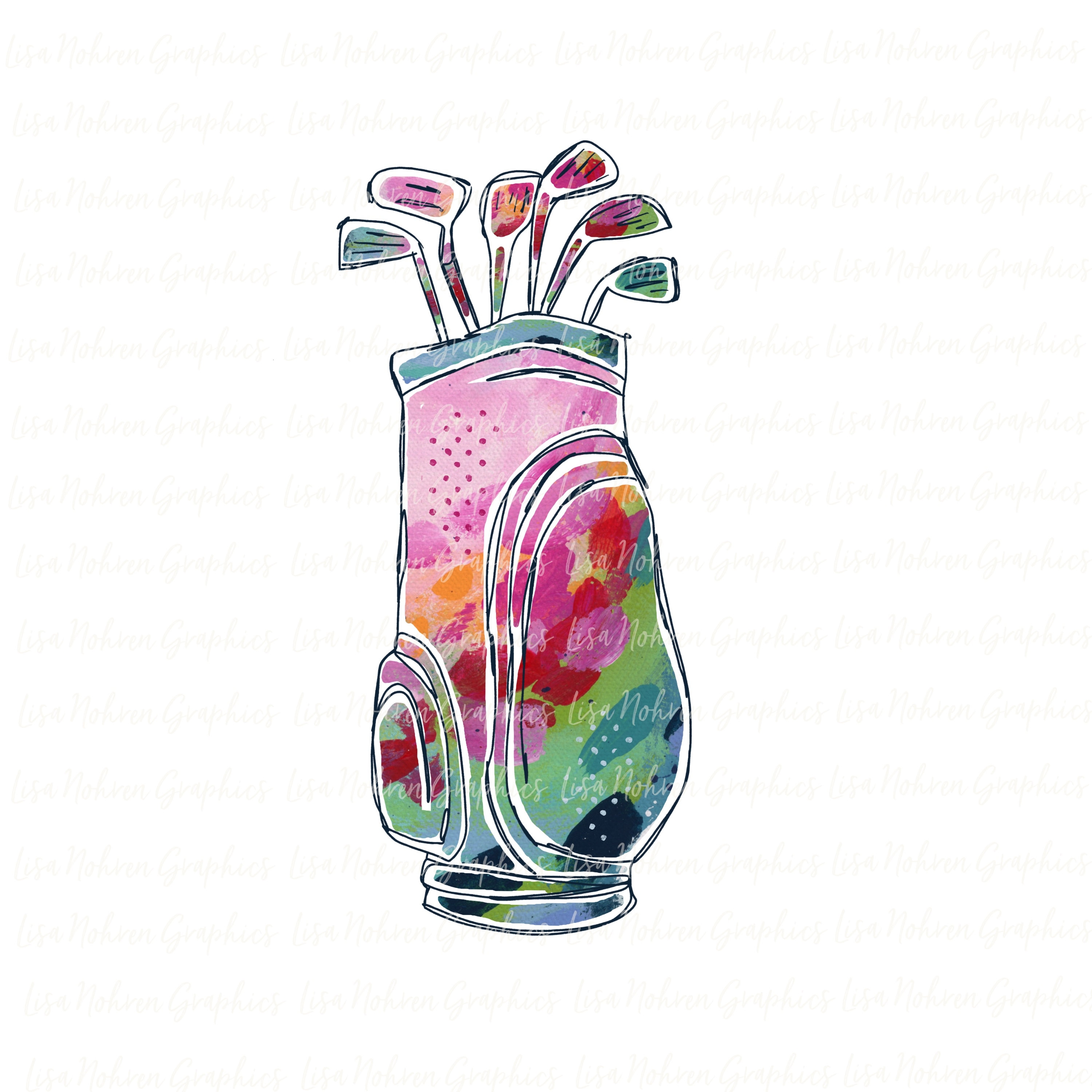 Colorful Abstract Golf Bag PNG Clipart Graphic Sublimation Etsy