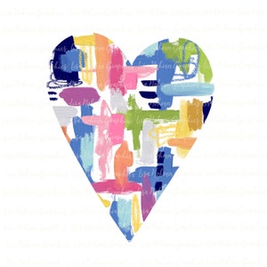 Abstract Colorful Heart PNG Clipart Graphic Art Digital Download  Instant Hand Painted Art Love Heart Clipart Png Transparent