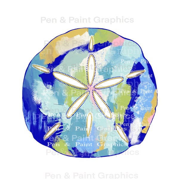 Sand Dollar PNG Transparent Clipart Graphic Art Sublimation Digital Download Instant Hand Painted Colorful Coastal Beach Tropical Clipart