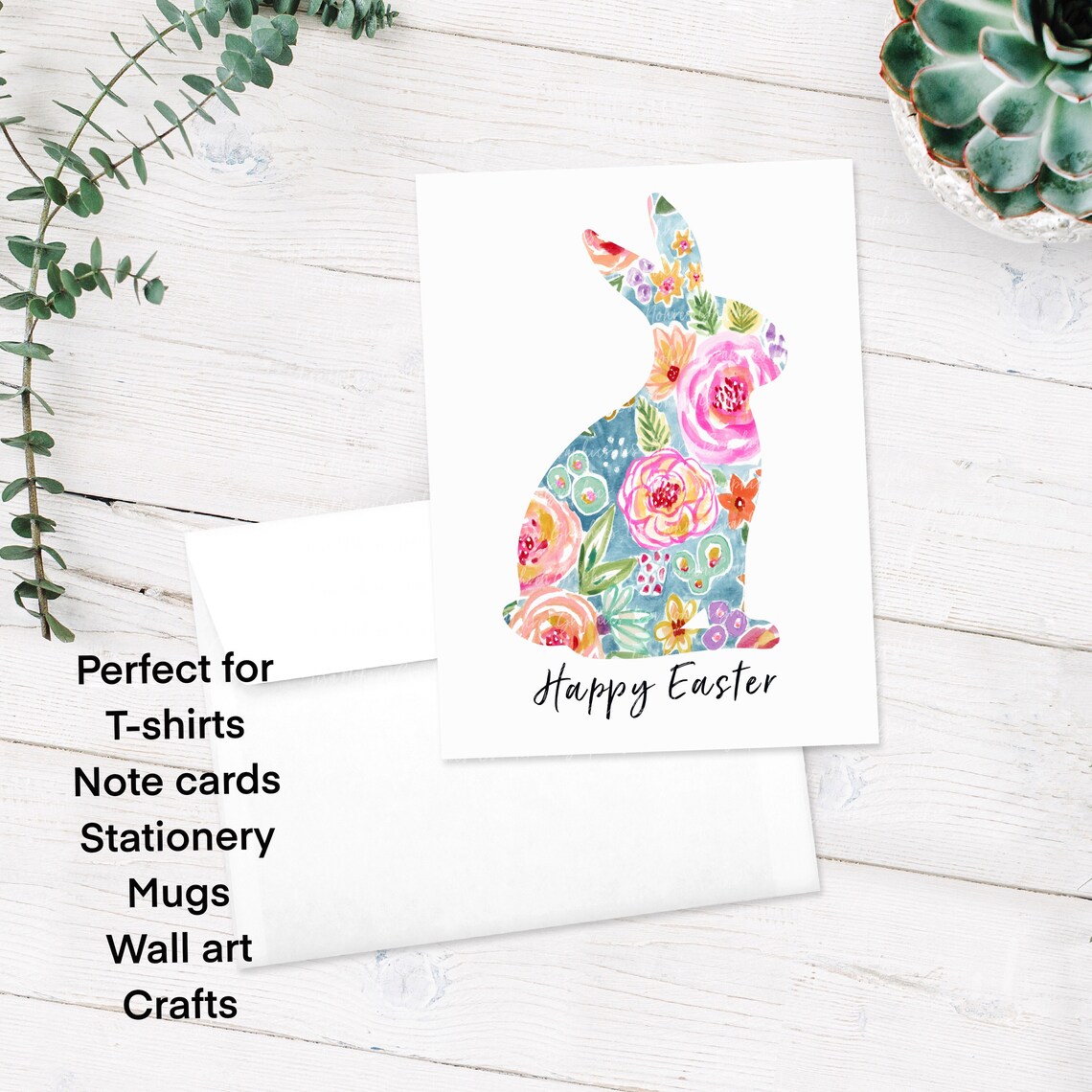 Floral Easter Bunny Rabbit PNG Clipart Graphic Art Sublimation Digital ...