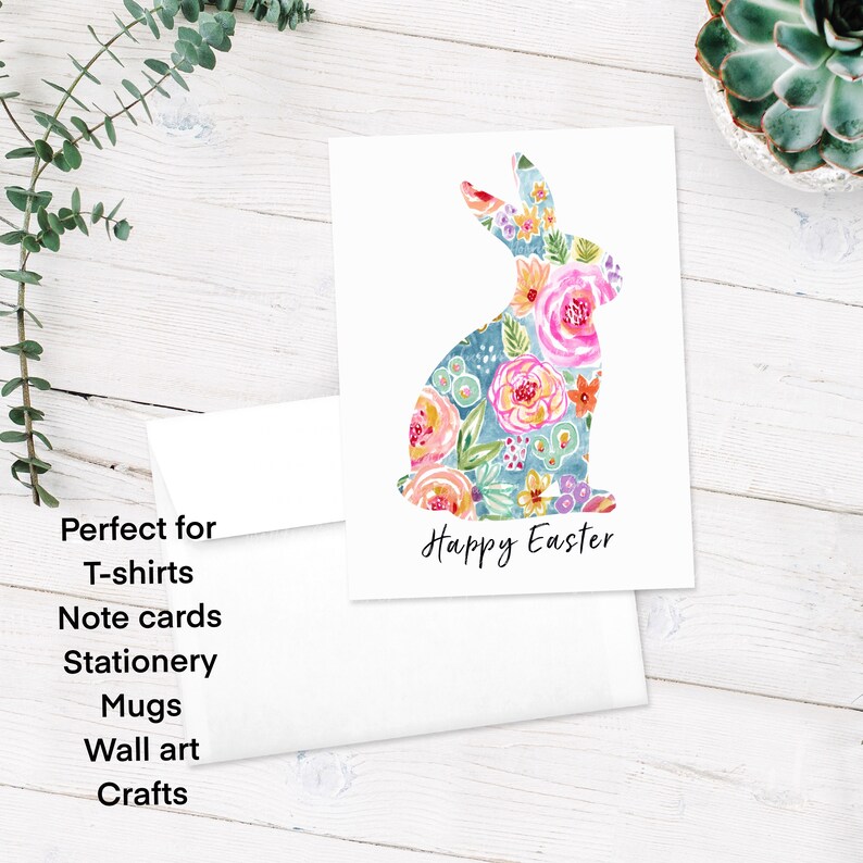 Floral Easter Bunny Rabbit PNG Clipart Graphic Art Sublimation Digital ...