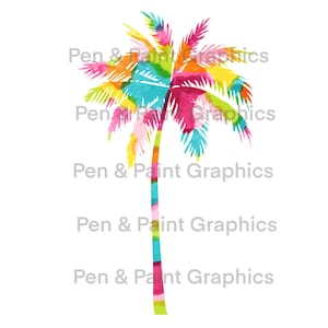 Watercolor Palm Tree PNG Clipart Graphic Art Sublimation Digital Download Instant Hand Painted Art Colorful Coastal Beach Tropical Clipart