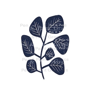 Azul marinho PNG folha botânica ramo planta clipart gráfico elemento de imagem digital para impressão download arte desenhada à mão design de clipart comercial