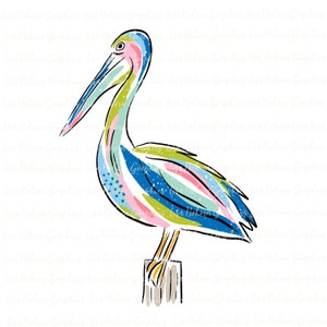 Pelikan Clipart kommerzielle Sublimationsgrafik Sommer transparente PNG Vogel digitaler Download handgezeichnete Clipart Küsten Strand tropische Kunst