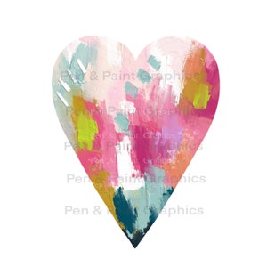Abstract Colorful Heart PNG Clipart Graphic Art Digital Download  Instant Hand Painted Art Valentines  Day Heart Clipart Png Transparent