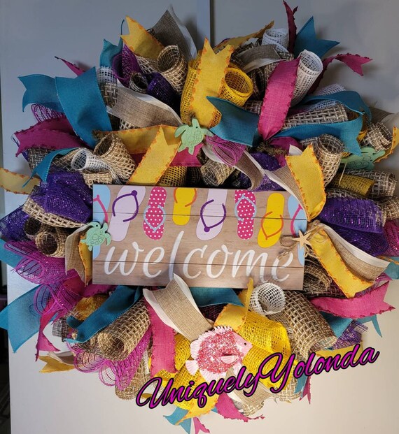 Flip Flop Welcome Wreath Etsy