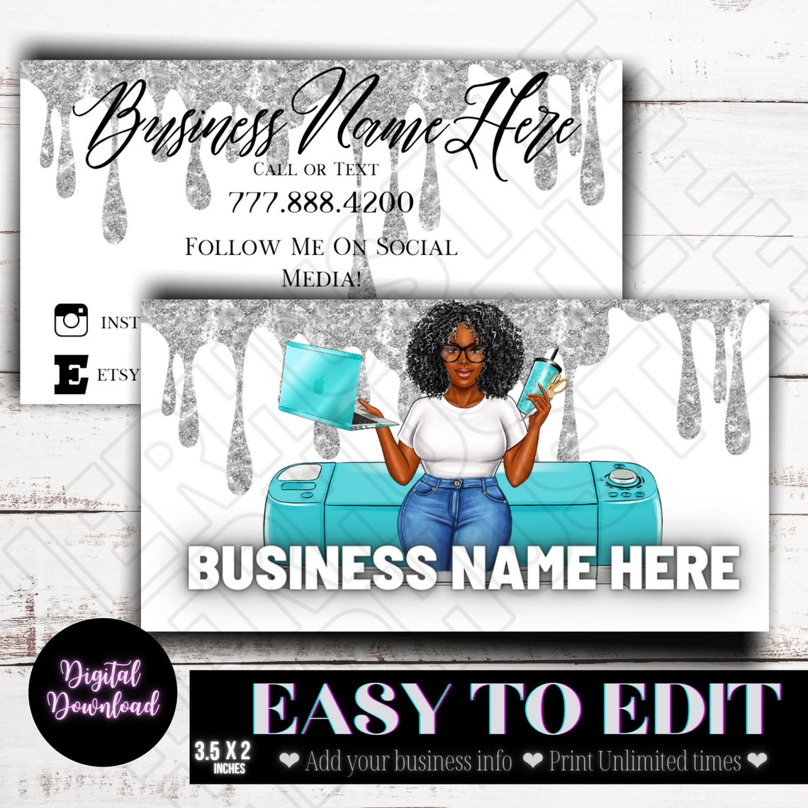 Cricut Crafter Business Cards Modern Insert TEMPLATE Add Etsy UK